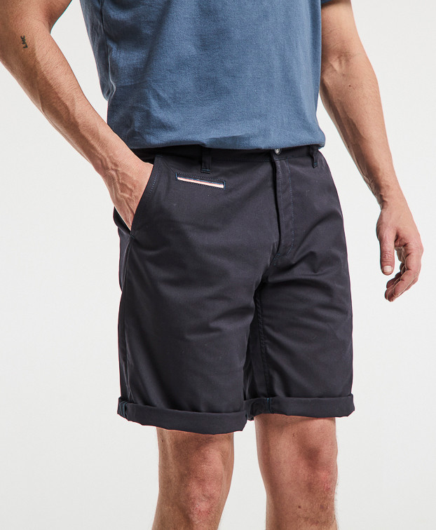 Bermuda made in France homme bleu marine coton bio - La Gentle Factory - Vue principale