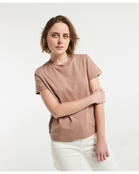 Tee-shirt Isaure Camel en coton bio fabriqué en France - vue devant