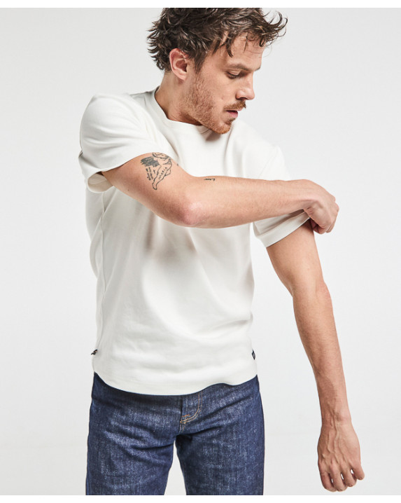 Tee-shirt Isao lourd en maille milano écru made in France - vue devant
