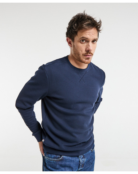 Sweat Paul piqué bleu marine en fibres recyclées - vue silhouette