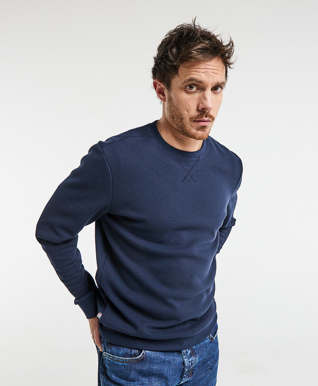 Sweat Paul piqué bleu marine en fibres recyclées - vue silhouette