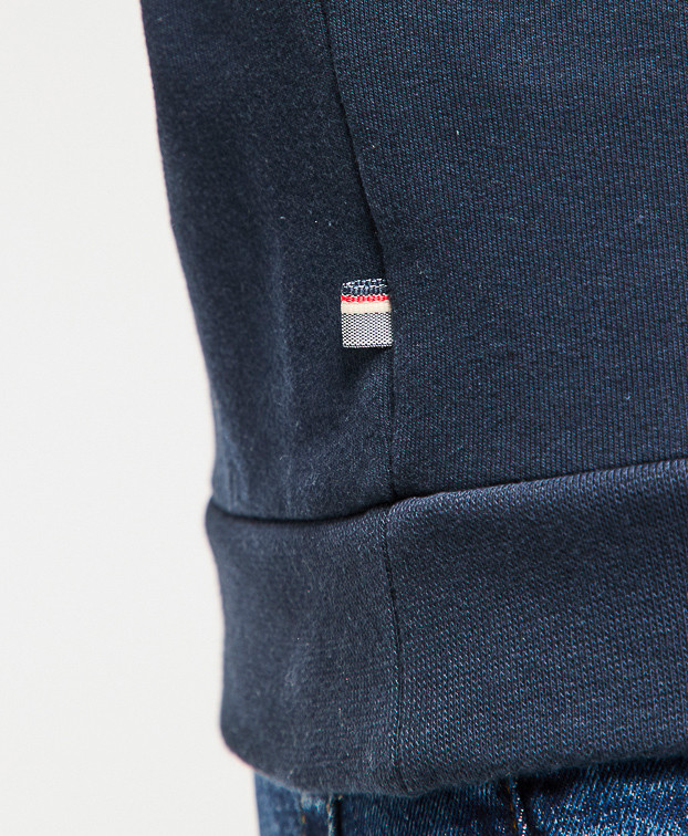 Sweat Basile brodé "French Apéro" marine en coton bio - vue etiquette