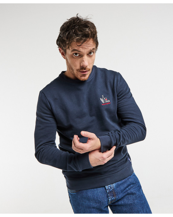 Sweat Basile brodé "French Apéro" marine en coton bio - vue face