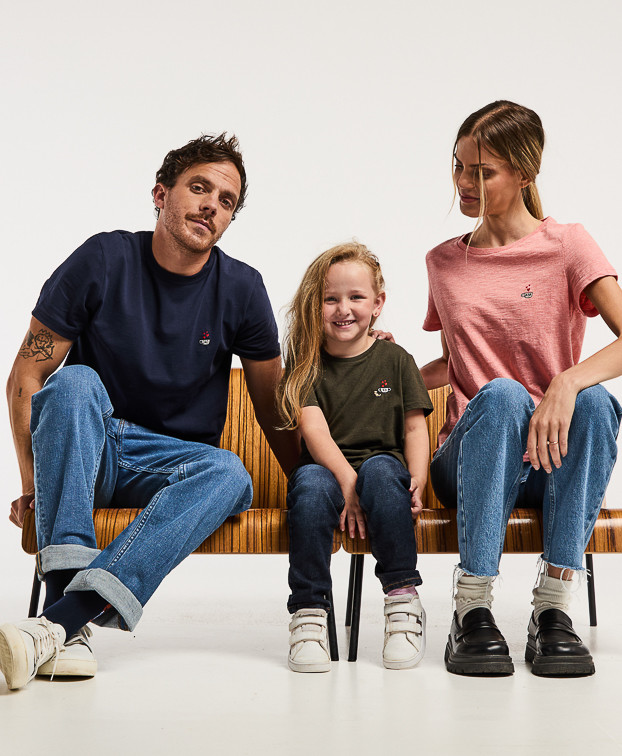 Tee-shirt Bertin mixte brodé "Kid" Kaki made in France