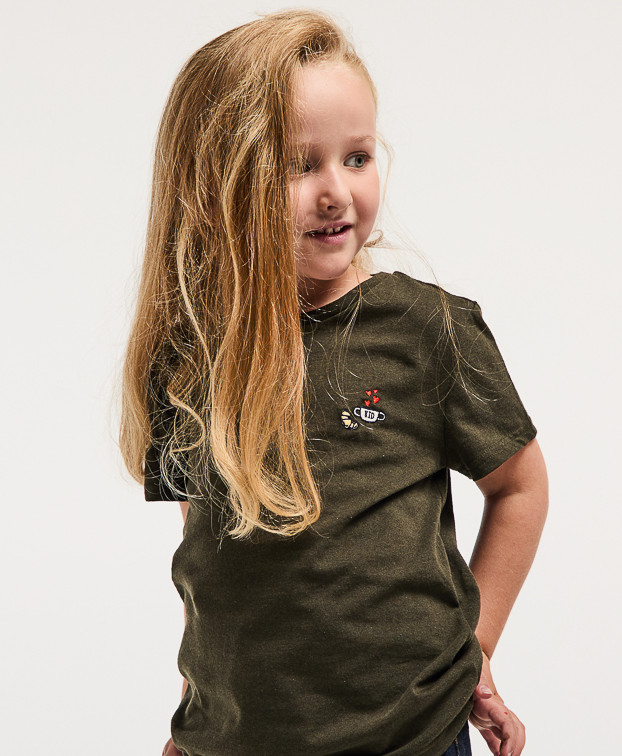 Tee-shirt Bertin mixte brodé "Kid" Kaki made in France