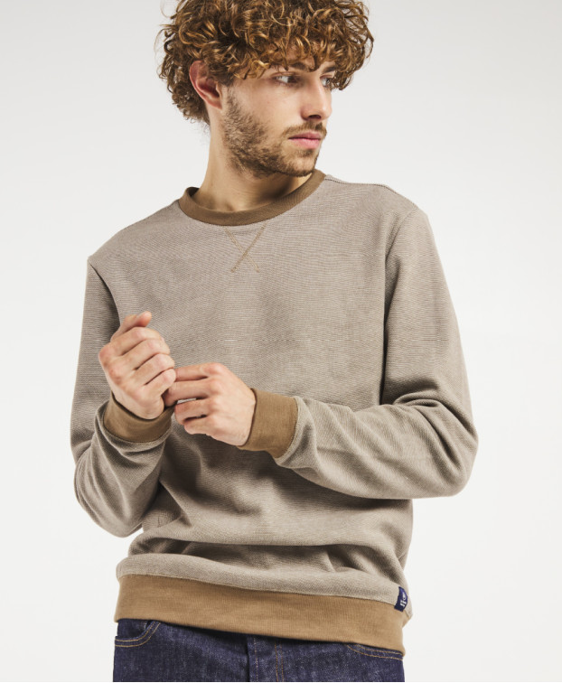 Sweat Français Homme Recyclé Paul Marron Chiné- La Gentle Factory