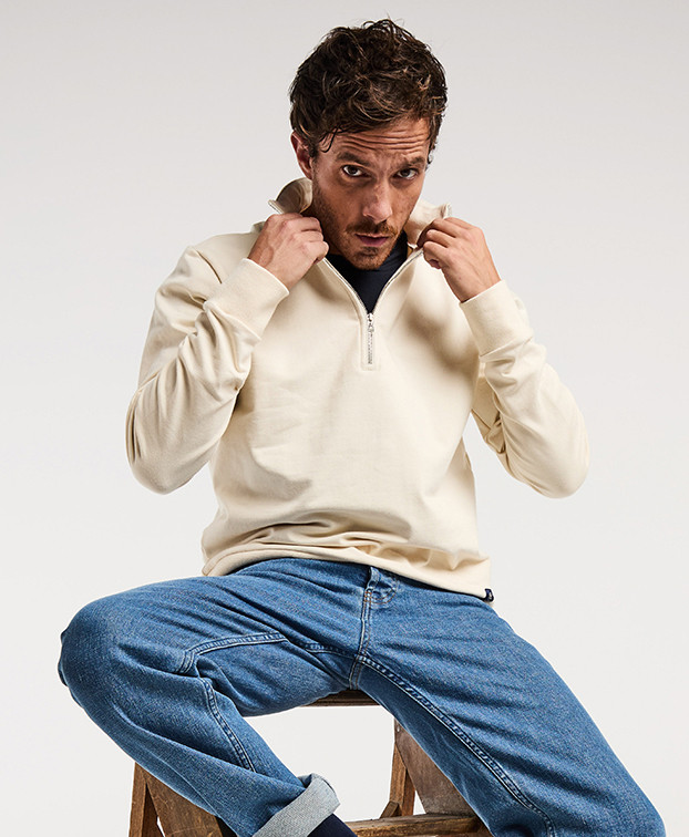 Sweat Homme Made in France Recyclé Chad Ecru - La Gentle Factory