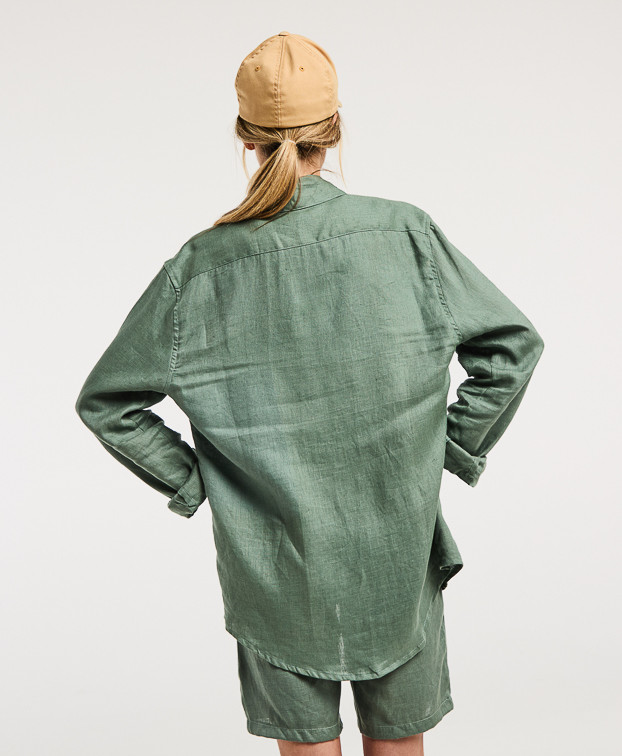Chemise Ludo kaki en lin Made in France - vue dos