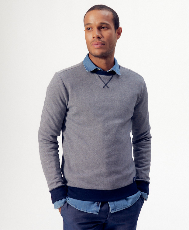 Sweat Français Homme Recyclé Paul Bleu Chiné - La Gentle Factory