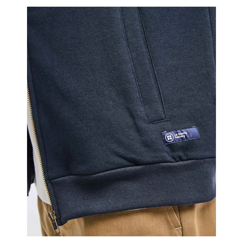 【BAON】[unisex] Kelat Pigment Nylon String Over Sweatshirt Sweat Made In France Homme Coton Bio Célestin bleu - La