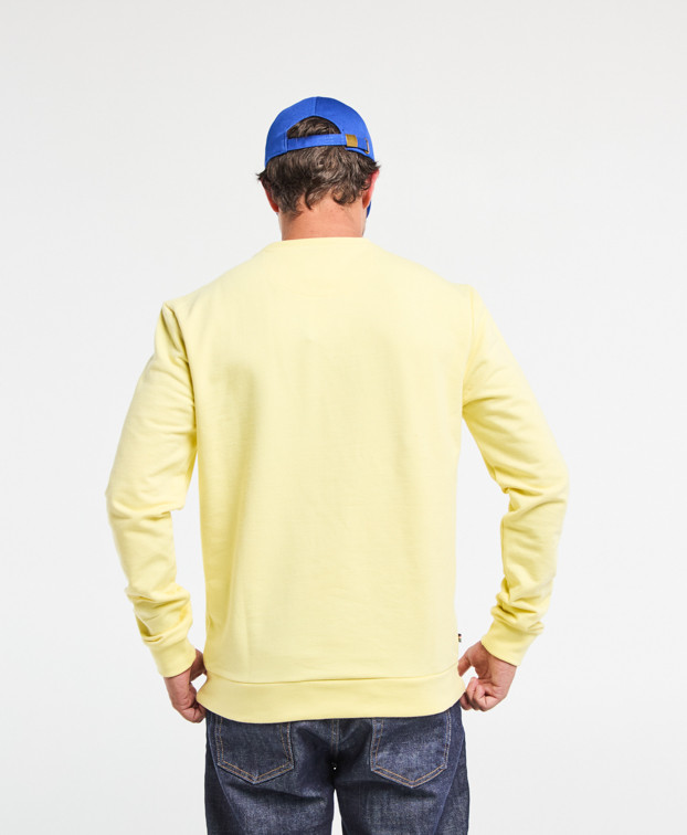 Sweat Benoit brodé vélo jaune pastel en coton bio  - vue dos