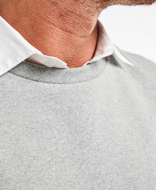 Sweat Alan gris recyclé homme -La Gentle Factory - zoom col