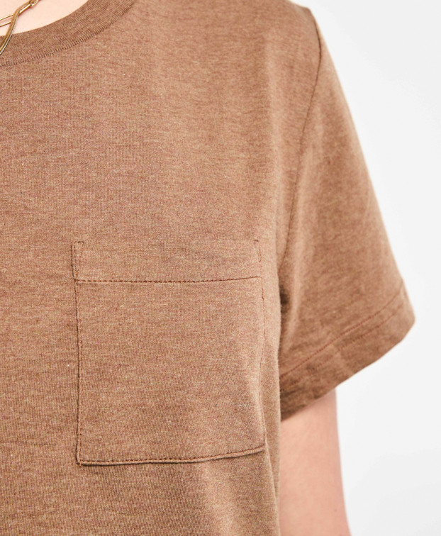 T Shirt Made In France Coton Bio Pauline Camel - La Gentle Factory
