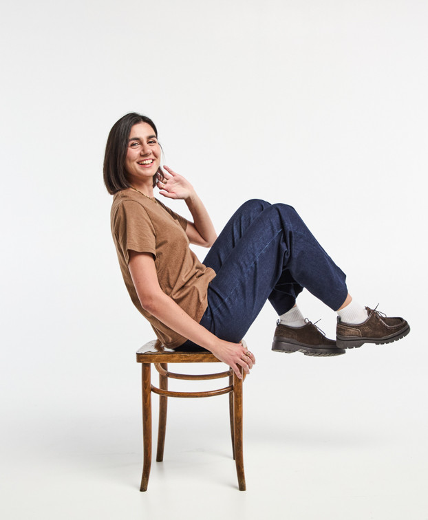 T Shirt Made In France Coton Bio Pauline Camel - La Gentle Factory