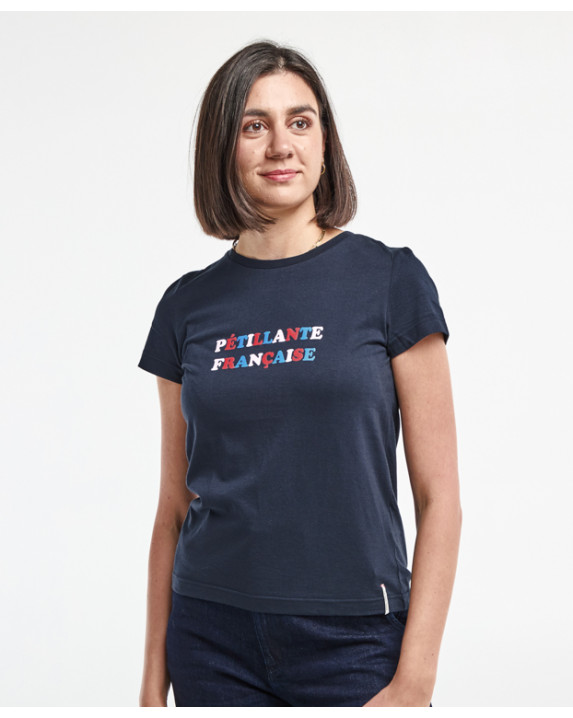 Tee-shirt Palmyre "Pétillante" bleu en coton bio – La Gentle Factory – vue face