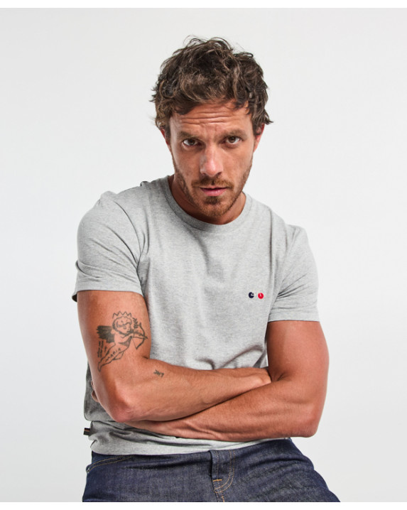 Tee-shirt Barthélémien vélo gris chiné - vue de face