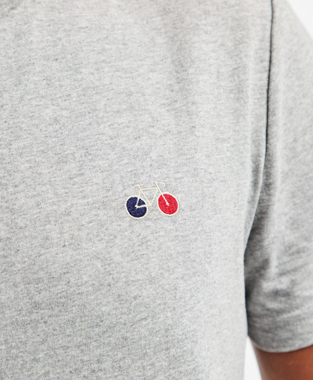 T Shirt Made In France Brodé Baptiste Gris Recyclé - La Gentle Factory
