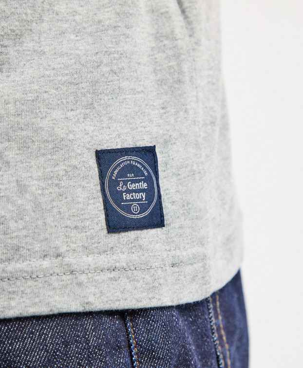 T Shirt Made In France Brodé Baptiste Gris Recyclé - La Gentle Factory