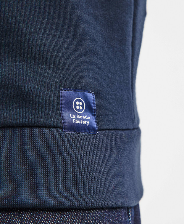 Sweat Benoit Vélo brodé bleu marine en coton bio - vignette