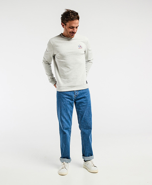 Sweat Made In France French Apéro Gris chiné Coton Recyclé - La Gentle Factory