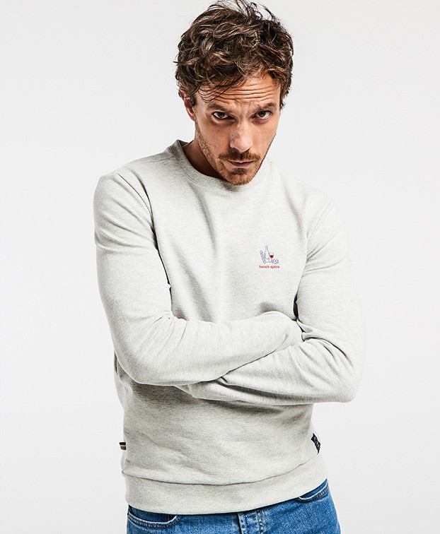 Sweat Made In France French Apéro Gris chiné Coton Recyclé - La Gentle Factory