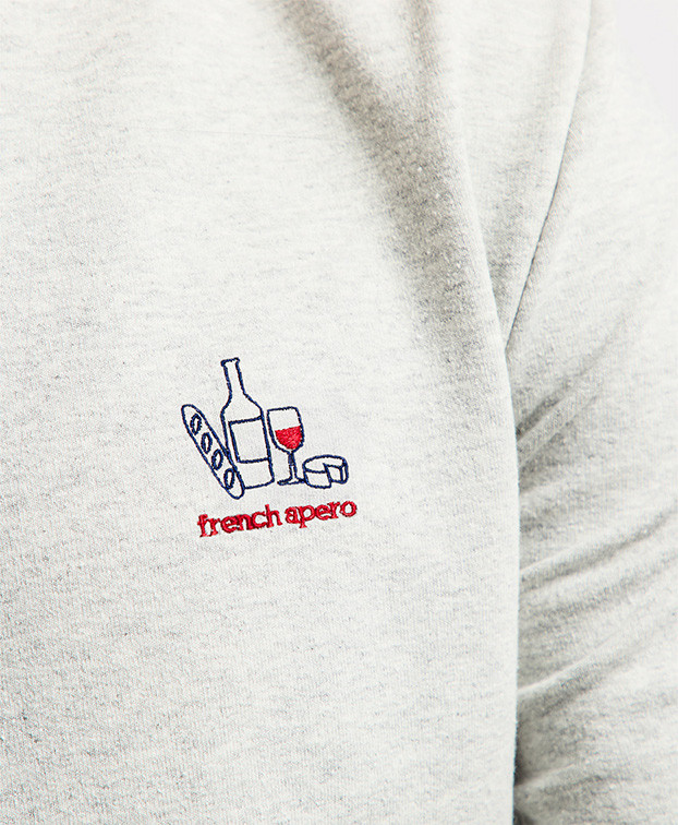 Sweat Made In France French Apéro Gris chiné Coton Recyclé - La Gentle Factory