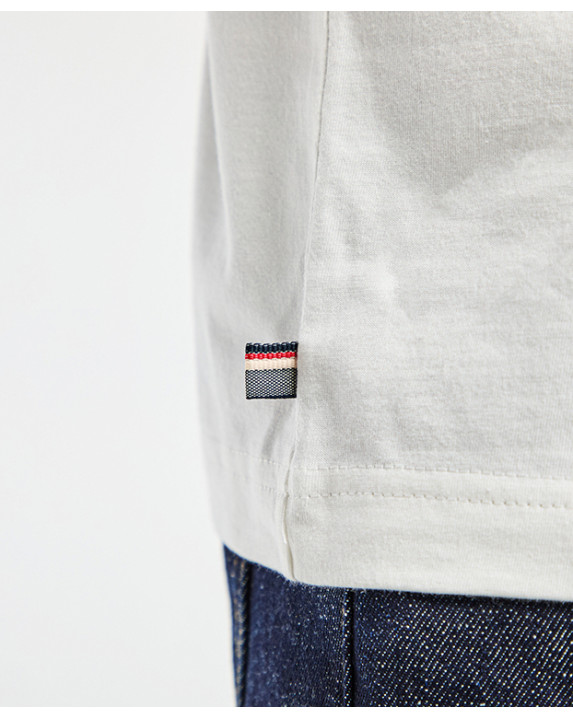 Tee-shirt Barthélémien brodé vélo doré écru en coton bio - détail