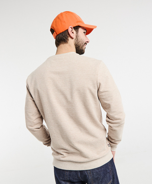 Sweat Basile Brodé Vélo Beige en Coton Recyclé - dos