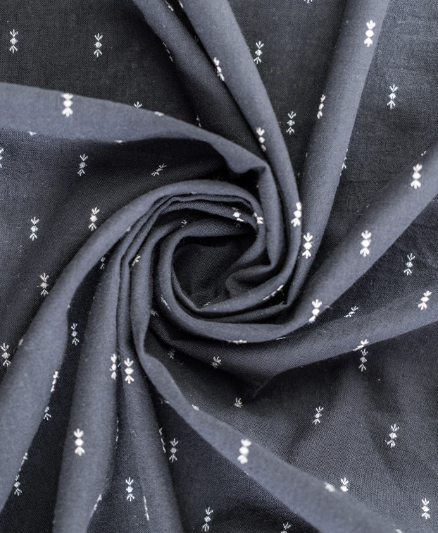 Tissu marine motif écru