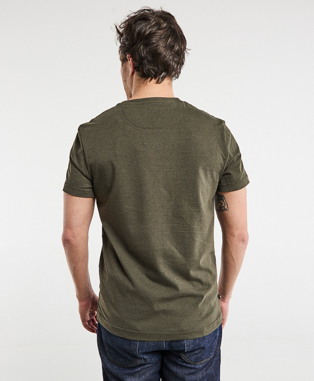 Tee-shirt Baptiste made in France kaki brodé champignon en coton recyclé- vue dos