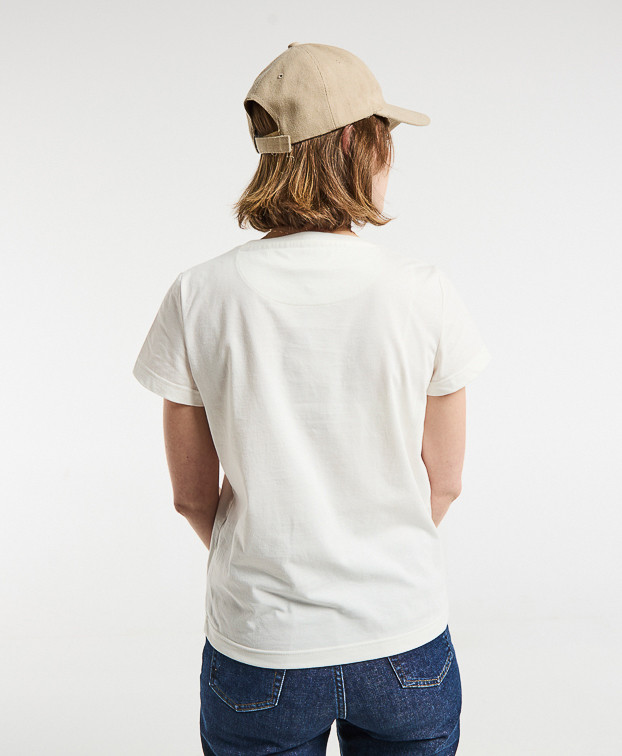 Tee-shirt Blanche made in France brodé champignon écru en coton bio - vue dos