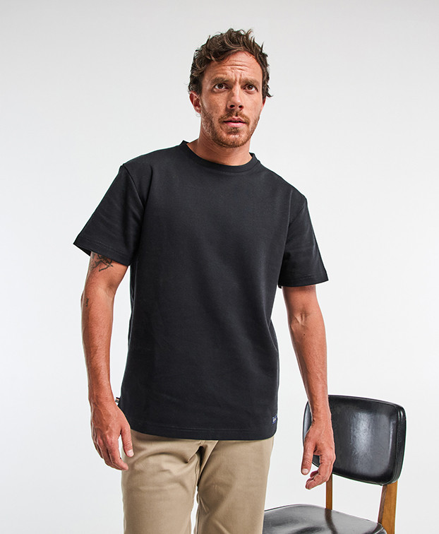 Tee-shirt Isao lourd en maille milano noir made in France - face
