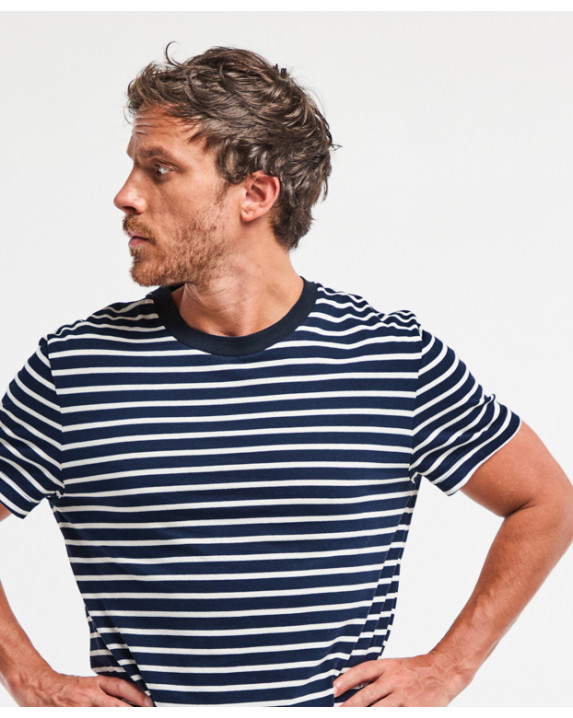 T-shirt homme made in France à rayure bleu marine - La Gentle Factory - Vue de côté