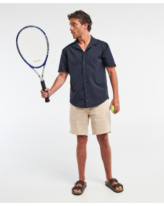 Short Liam sable en Lin Made in France - silhouette