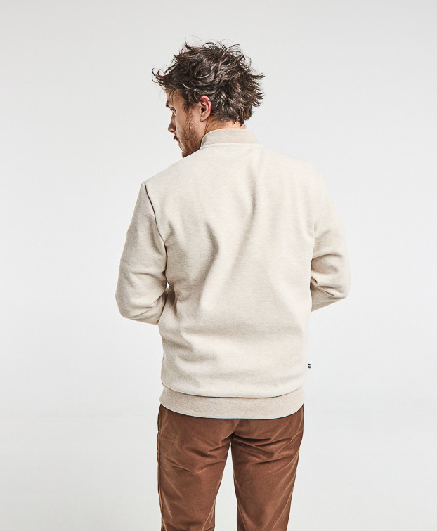 Sweat Pedro zip beige clair en coton recyclé - vue dos