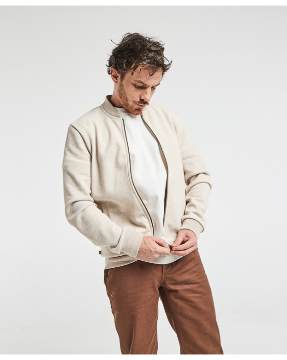 Sweat Pedro zip beige clair en coton recyclé - vue face
