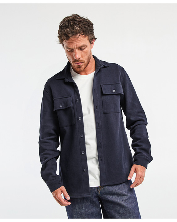 Surchemise Christophe piqué bleu marine en fibres recyclées - face
