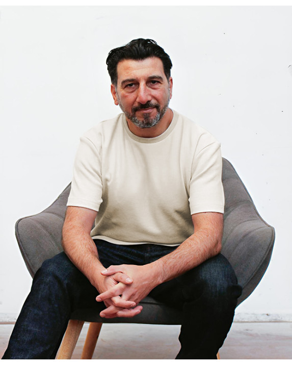 Tee-shirt Isao lourd piqué en beige recyclé - face