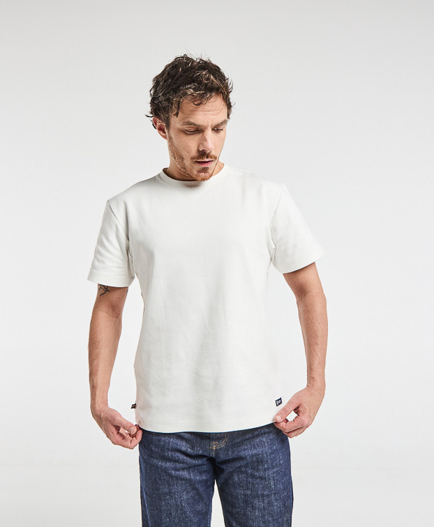 Coffret 2 Tee-shirts Isao en maille milano écru made in France - face