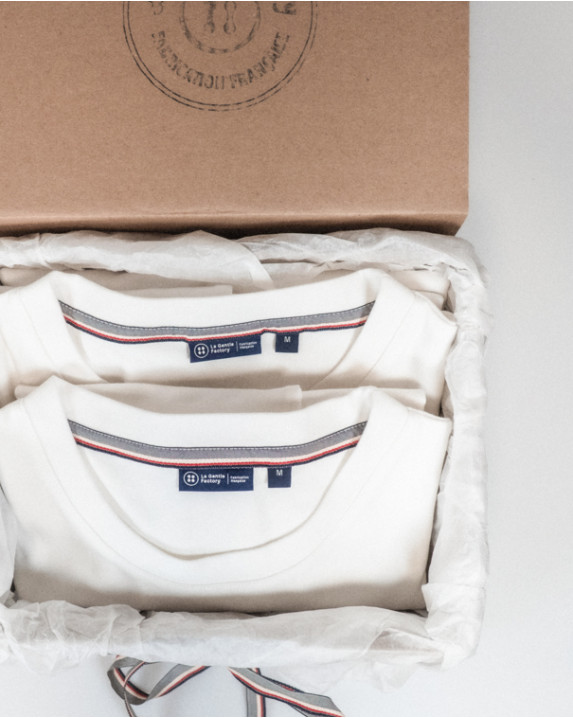 Coffret 2 Tee-shirts Isao en maille milano écru made in France - pack