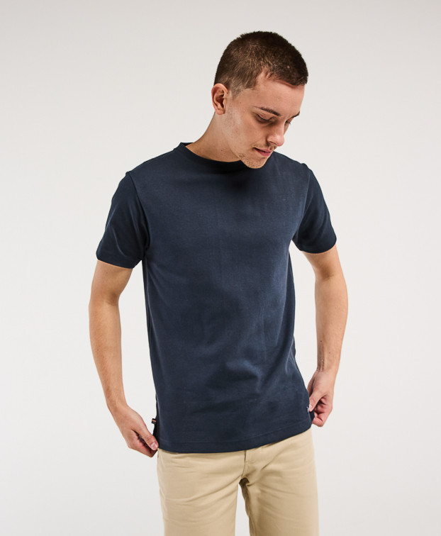 Coffret 2 Tee-shirts Isao en maille milano marine made in France - face