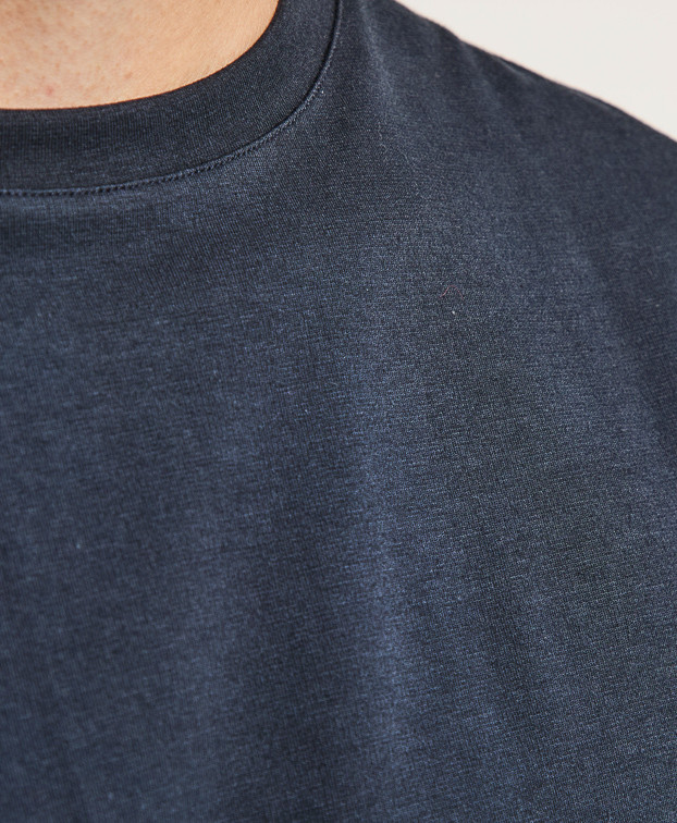Coffret 2 Tee-shirts Isao en maille milano marine made in France - col