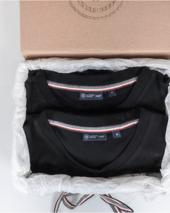Coffret 2 Tee-shirts Isao en maille milano noirs made in France - pack