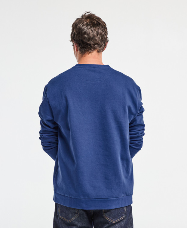 Sweat Benoit Vélo brodé bleu indigo en coton bio - dos