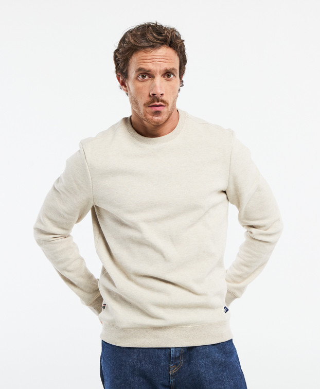 Sweat Paul piqué beige clair en fibres recyclées - silhouette