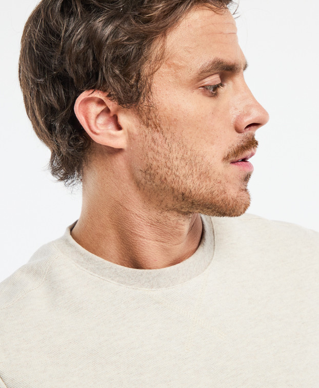Sweat Paul piqué beige clair en fibres recyclées - zoom col