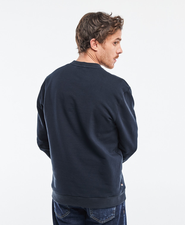 Sweat Benoit brodé " Café Croissant " marine en Coton bio - dos