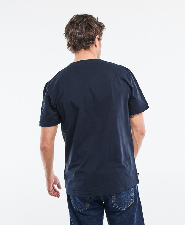 Tee-shirt Barthélémien brodé vélo marine en coton bio - dos