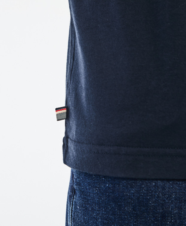 Tee-shirt Barthélémien brodé vélo marine en coton bio - drapeau tricolore