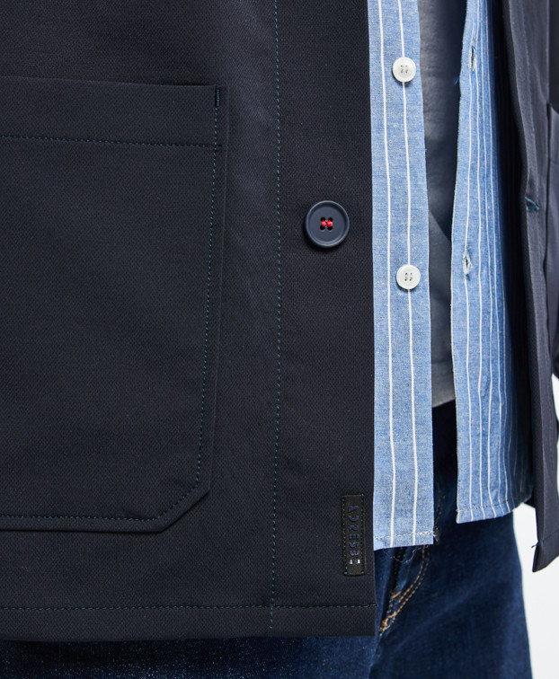 Veste de travail Hamilton flex bleu marine en polyester recyclé déperlante - détail bouton